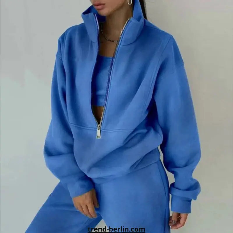 Tracksuit Solid Hooded Sport Suit
