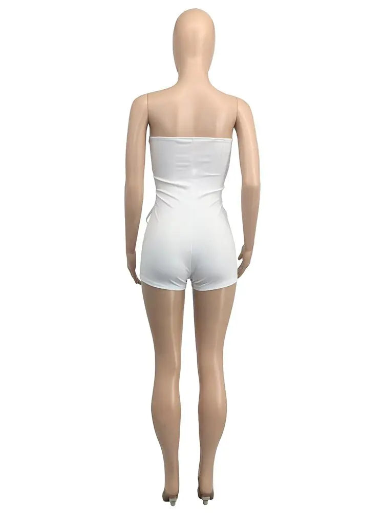 Solid Color Tube-Top Sleeveless Slim-Fit Romper
