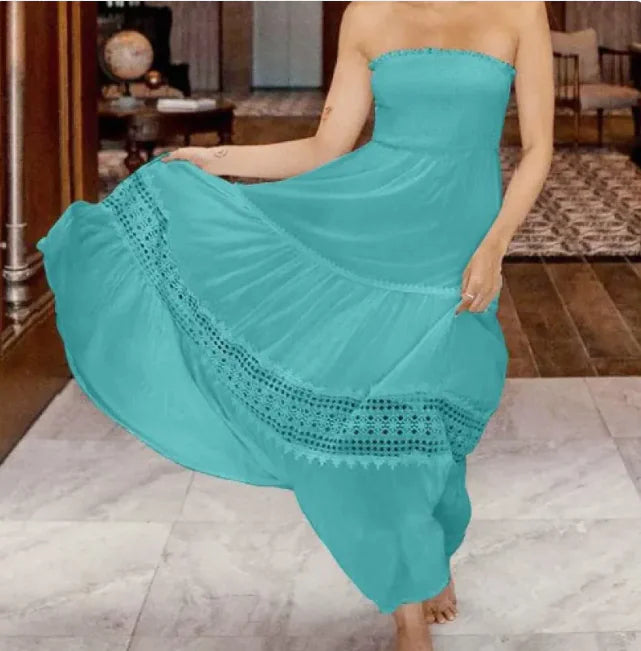 Women's Holiday Chiffon Maxi Dress – Wrapped Chest, Summer Collection