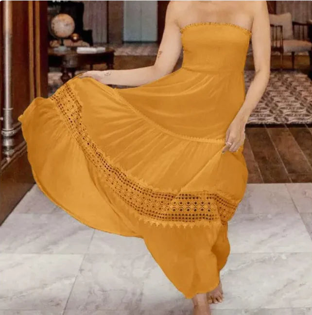 Women's Holiday Chiffon Maxi Dress – Wrapped Chest, Summer Collection
