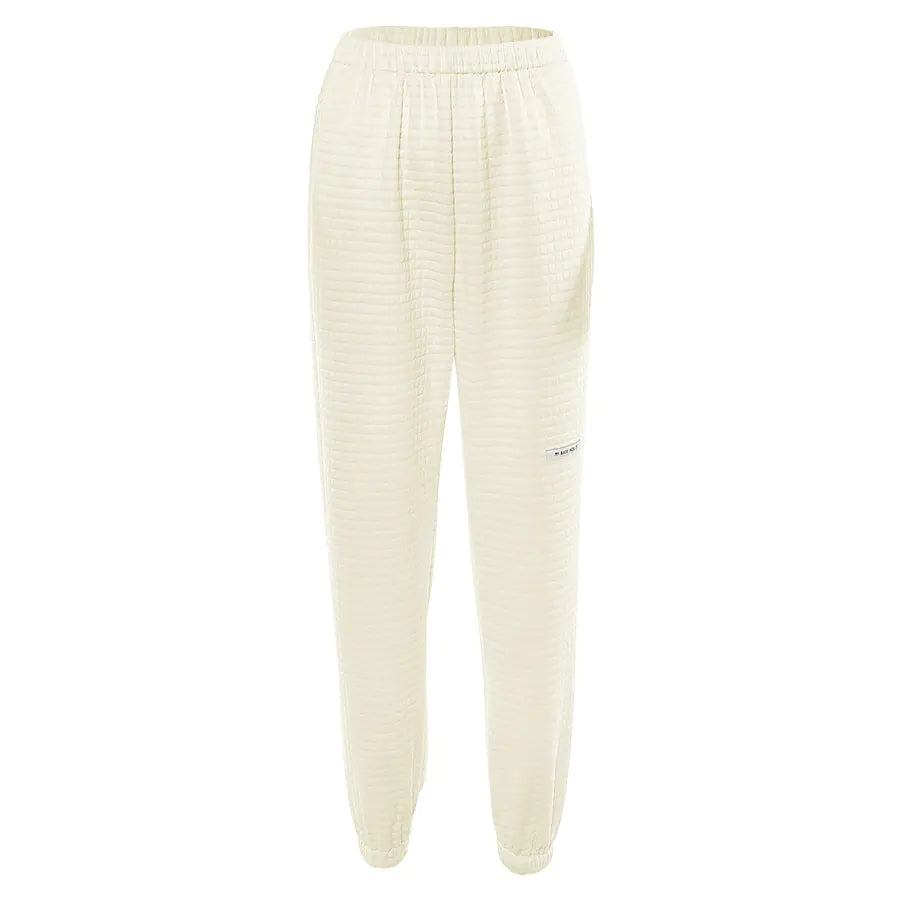 Solid Color Crew Neck Short Top & Beige Sports Set
