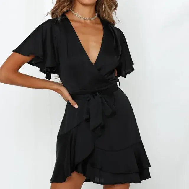 Summer V-Neck Ruffles Dress