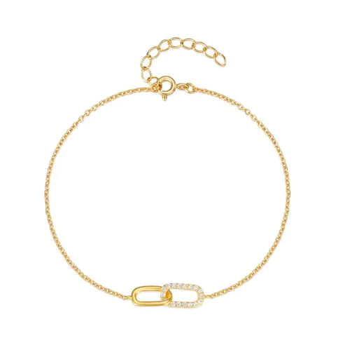 Sterling Silver Infinity Pave Bracelet – Elegant Interlocking Link Design