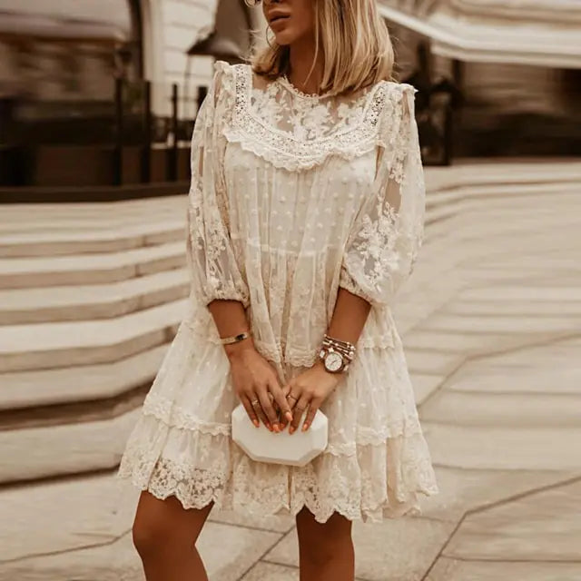 Elegant Summer Casual Lace Knee-Length Dress