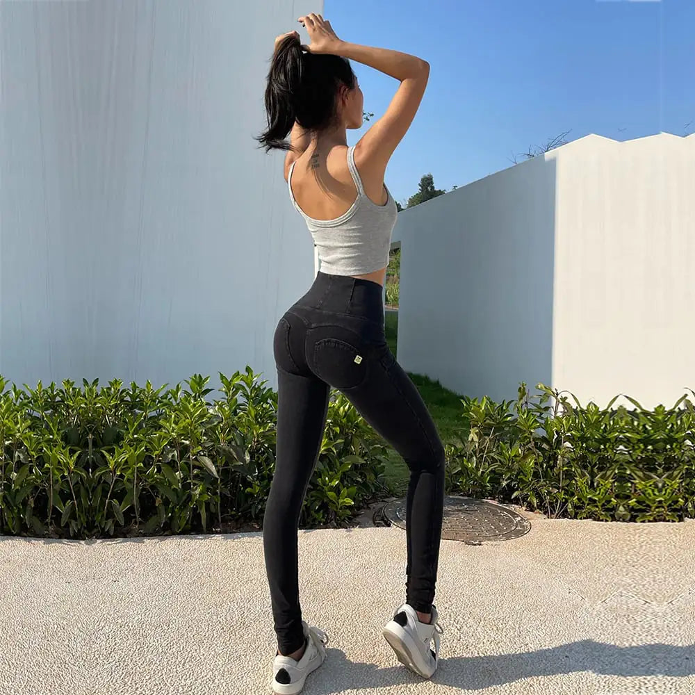 Women's High Waist Yoga Denim Peach Pants for Hip Lift