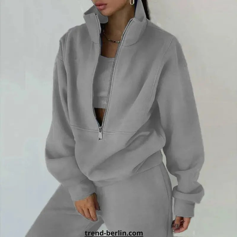 Tracksuit Solid Hooded Sport Suit