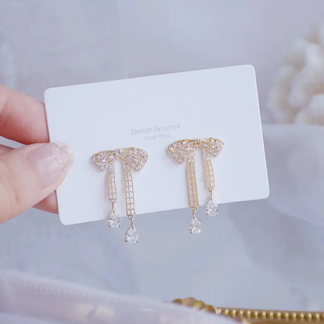 Elegant 14K Gold CZ Stud Earrings