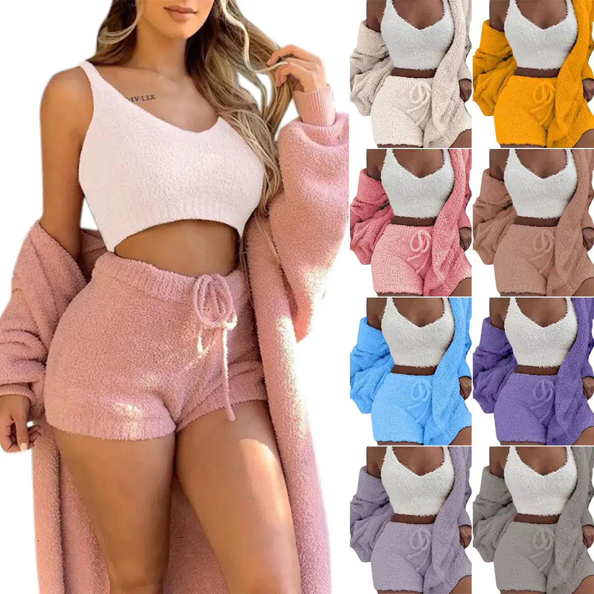 Fluffy Knit Hooded
