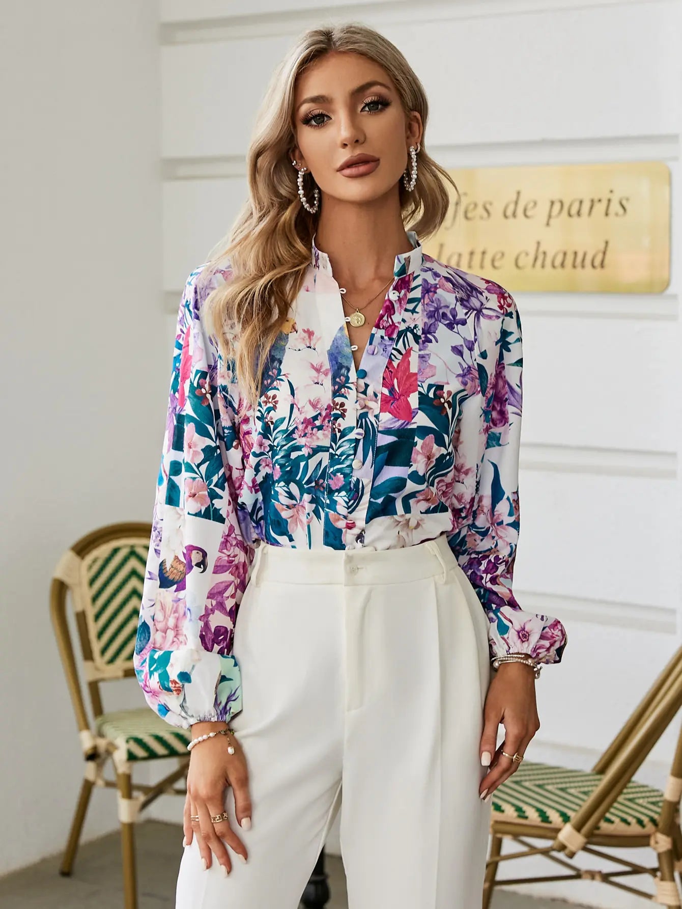 Elegant Lantern Sleeve Shirt