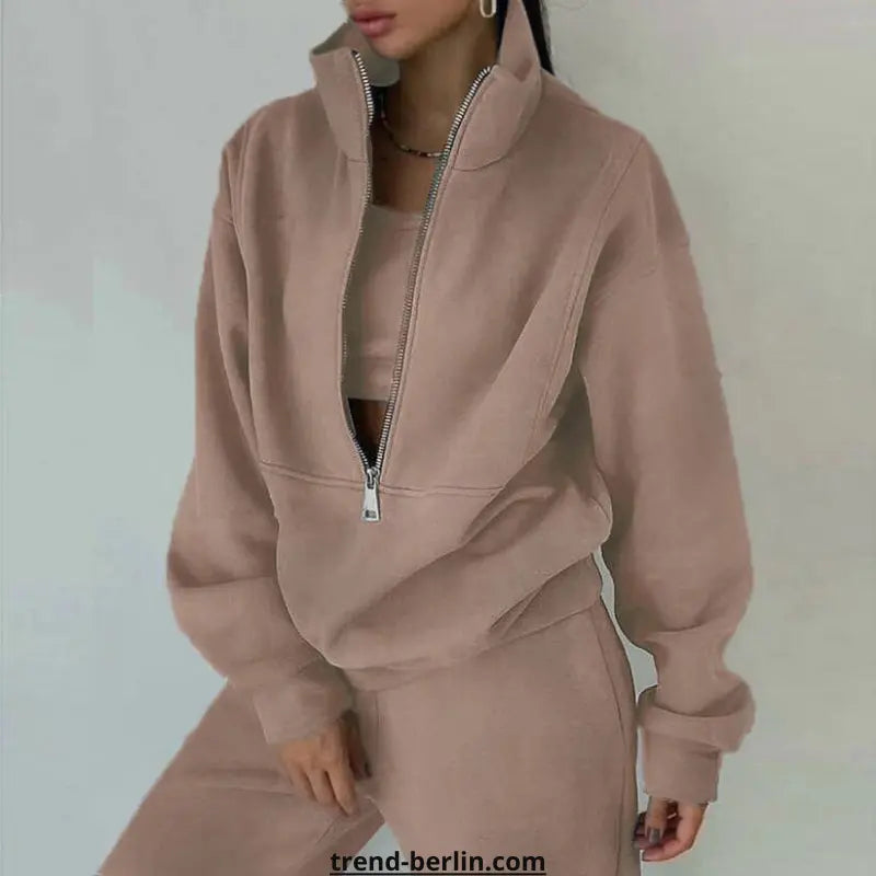 Tracksuit Solid Hooded Sport Suit