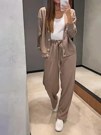 Knitted Cotton Sports Jacket & Trousers Set