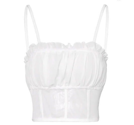 2020 Women's Mesh Camisole with Ruffle Trim Top