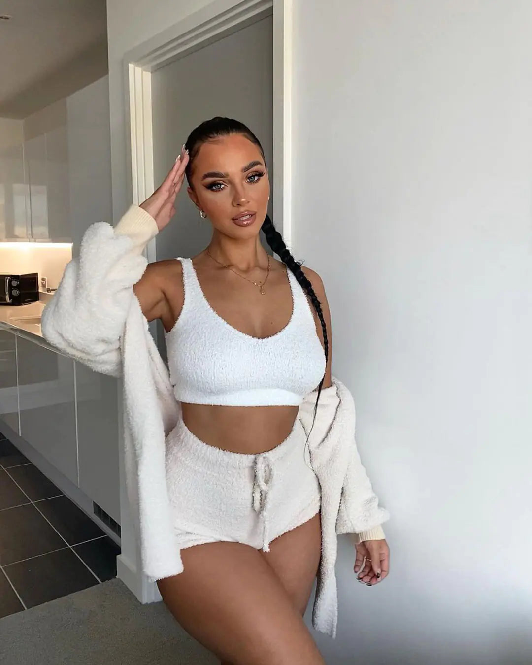 Cozy Knit 3-Piece Fuzzy Fleece Pajama Set