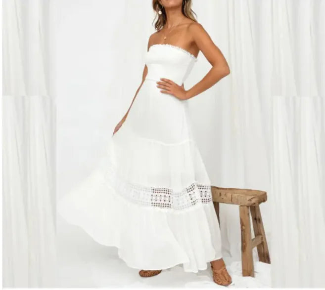 Women's Holiday Chiffon Maxi Dress – Wrapped Chest, Summer Collection