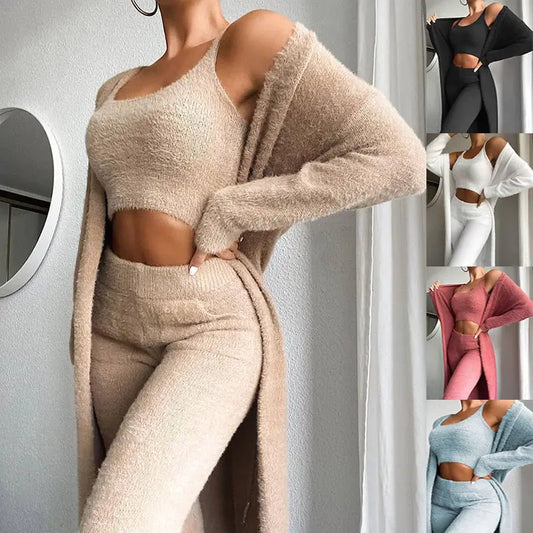 3-Piece Fashion Solid Fluffy Set