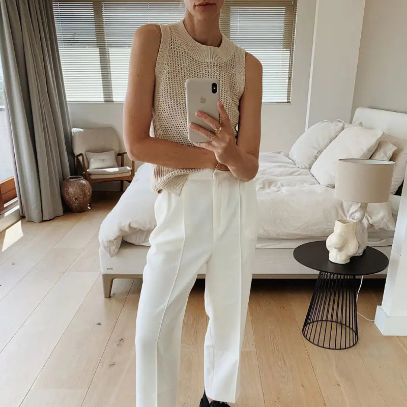 2023 Summer Sleeveless Ice Silk Lace Tank Top for Women