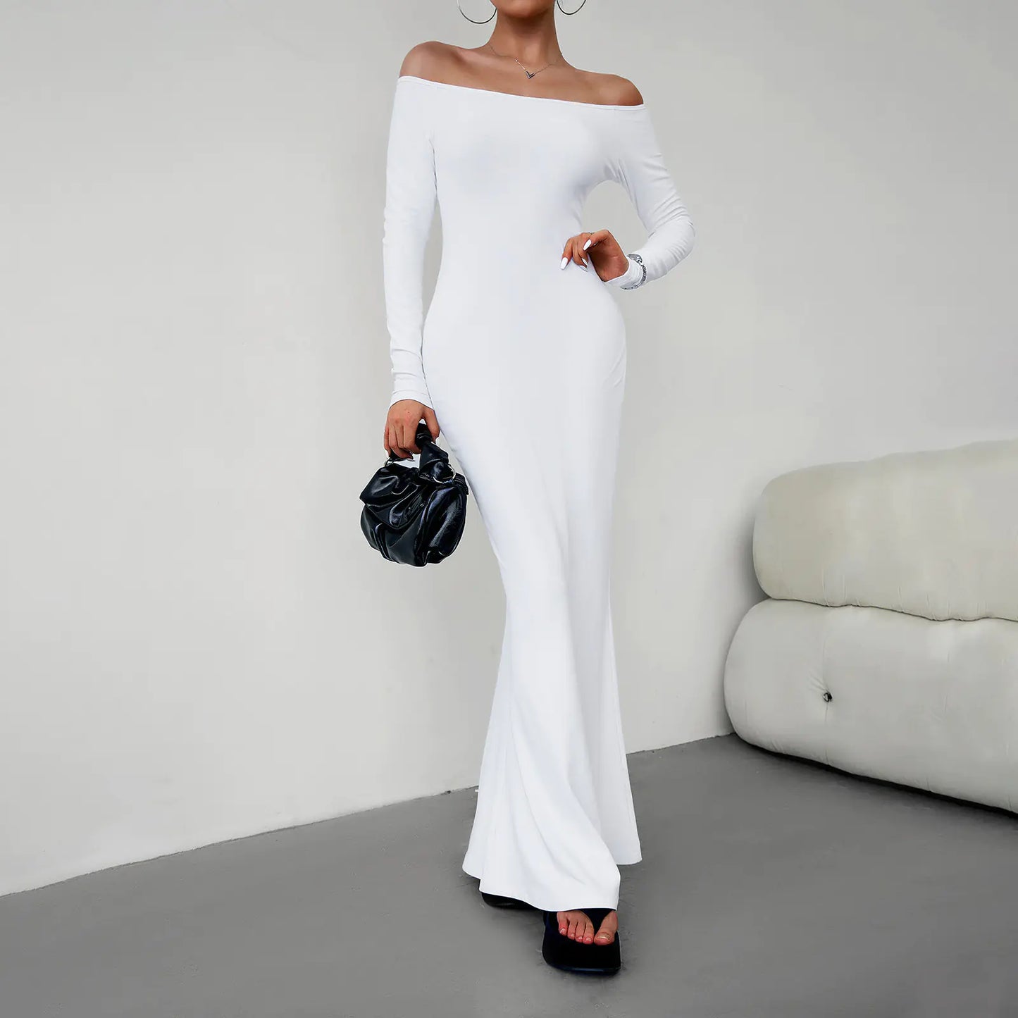 Elegant Off-Shoulder Dress for Women - Autumn 2023