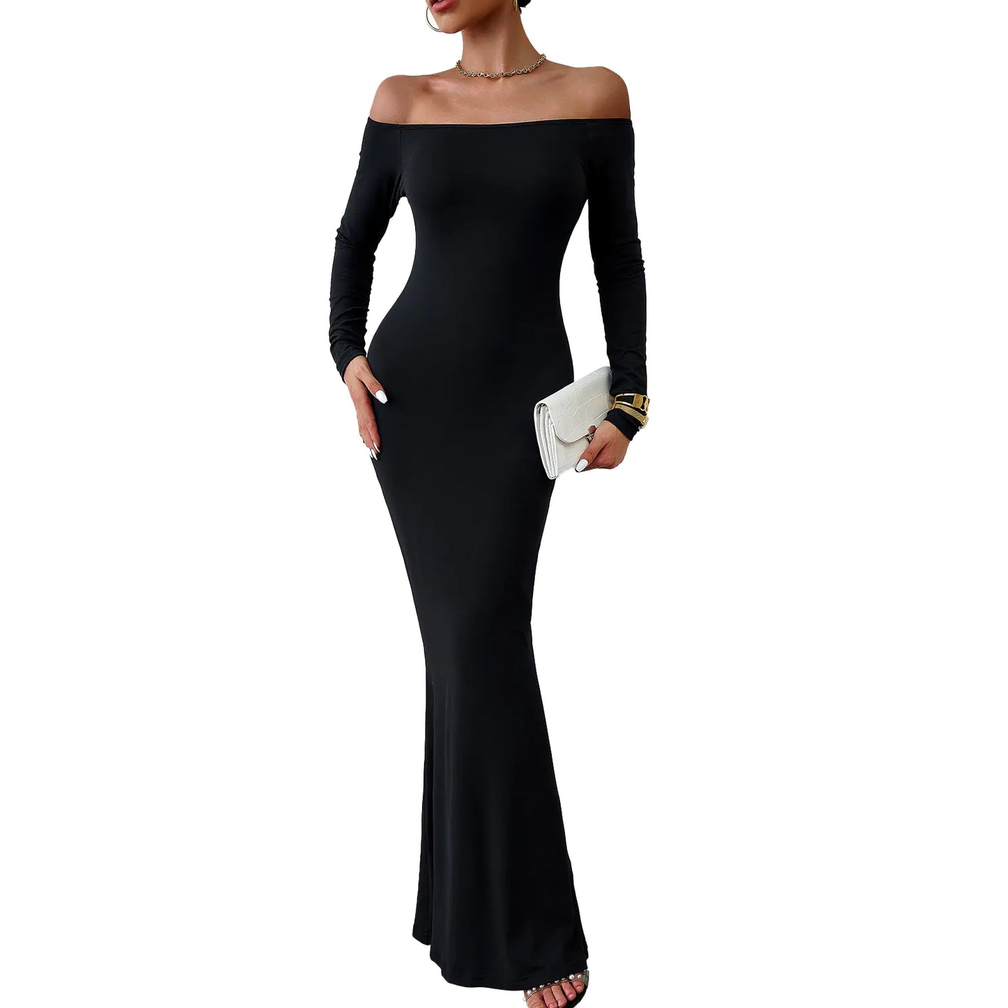 Elegant Off-Shoulder Dress for Women - Autumn 2023