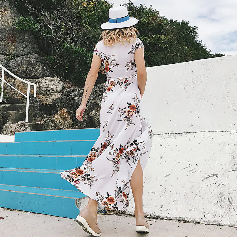 LIVA Chiffon Split Maxi Dress for Beach Wear