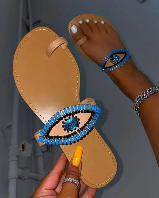 Luxe Rhinestone Beach Sandals
