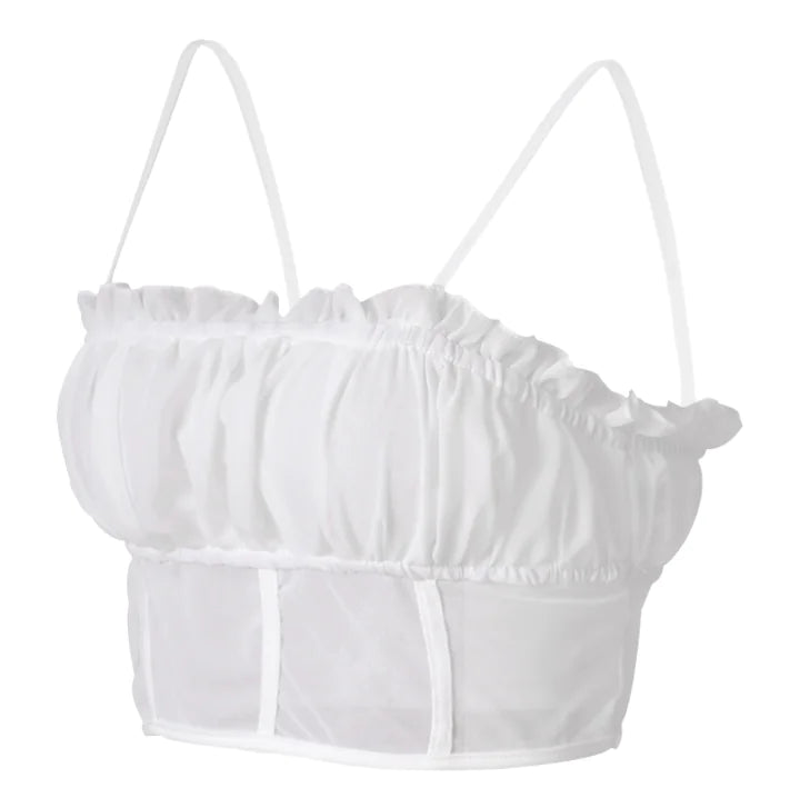 2020 Women's Mesh Camisole with Ruffle Trim Top