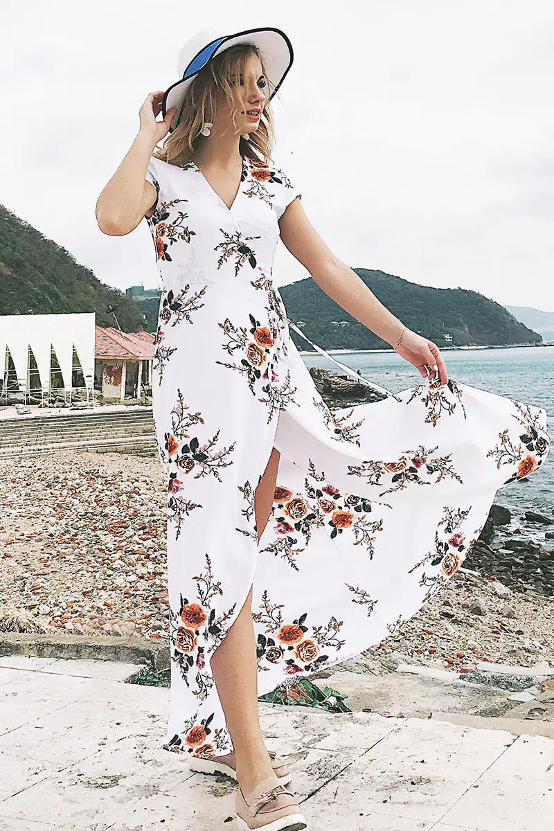 LIVA Chiffon Split Maxi Dress for Beach Wear