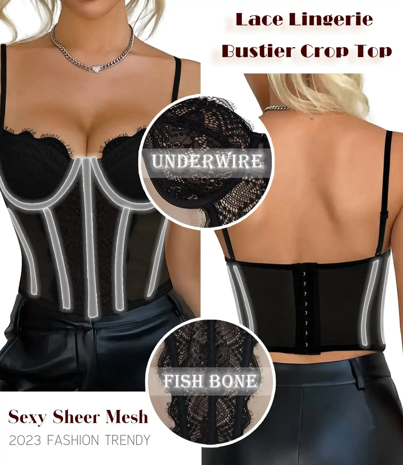 Mesh Lace Bustier Crop Top Summer Style