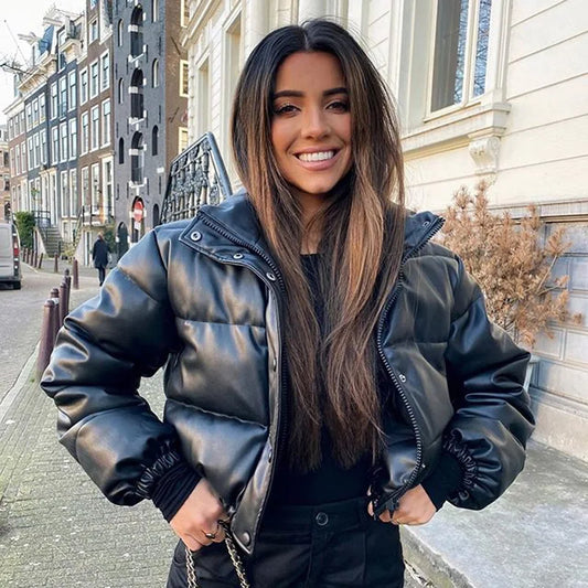Thick PU Leather Coats Women