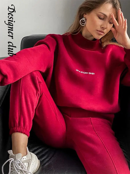 Chic Letter Print Sweater Set