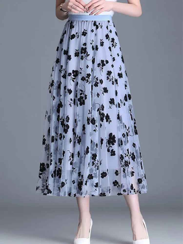 Mesh Floral Skirt