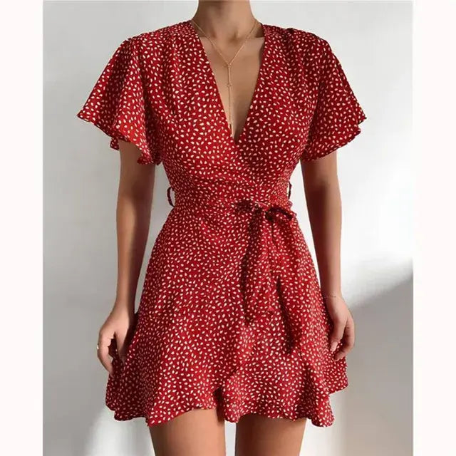 Summer V-Neck Ruffles Dress
