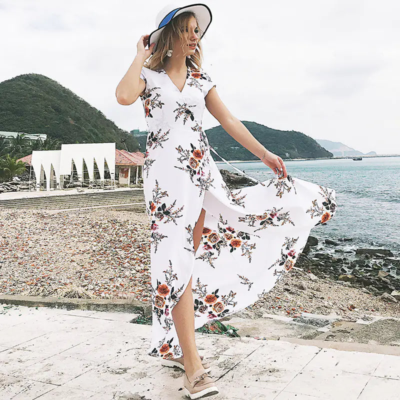 LIVA Chiffon Split Maxi Dress for Beach Wear