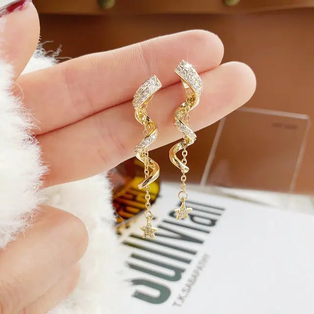 Elegant 14K Gold CZ Stud Earrings