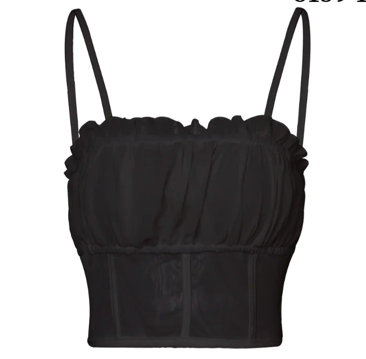 2020 Women's Mesh Camisole with Ruffle Trim Top