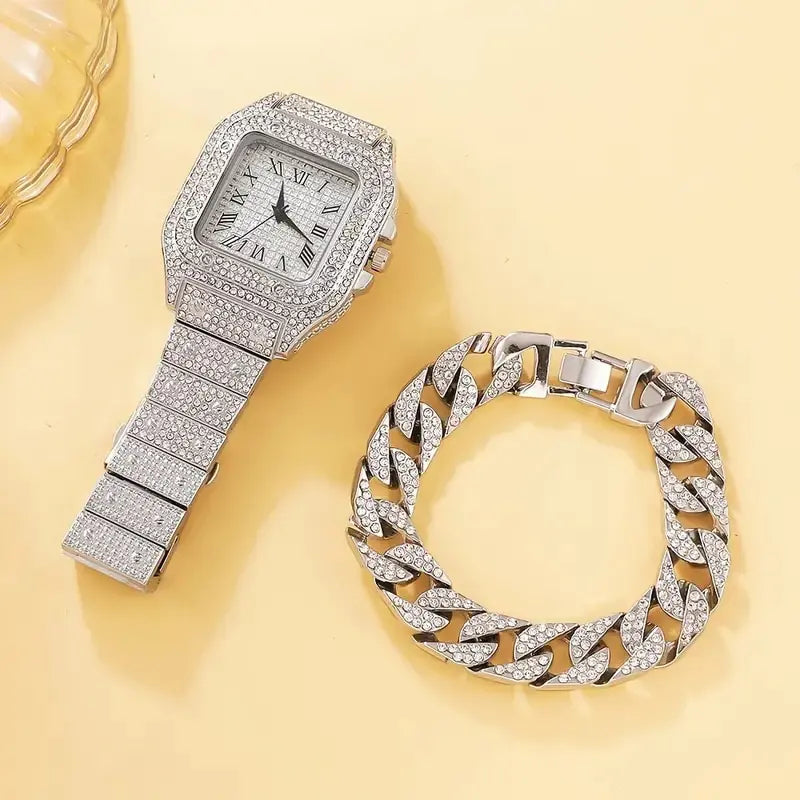 2Pcs Set Diamond Watches