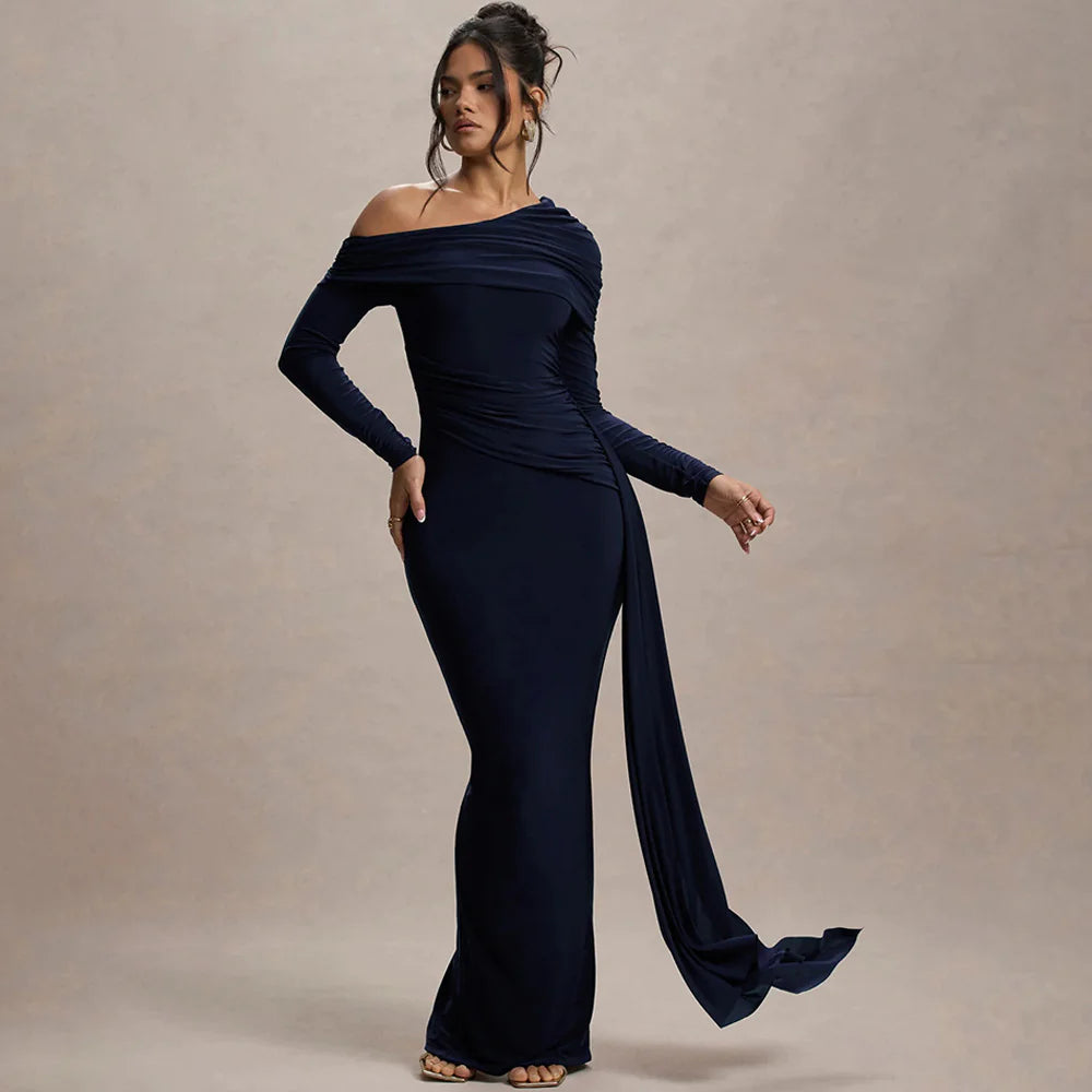 Pleated Ribbon Sheath Dress