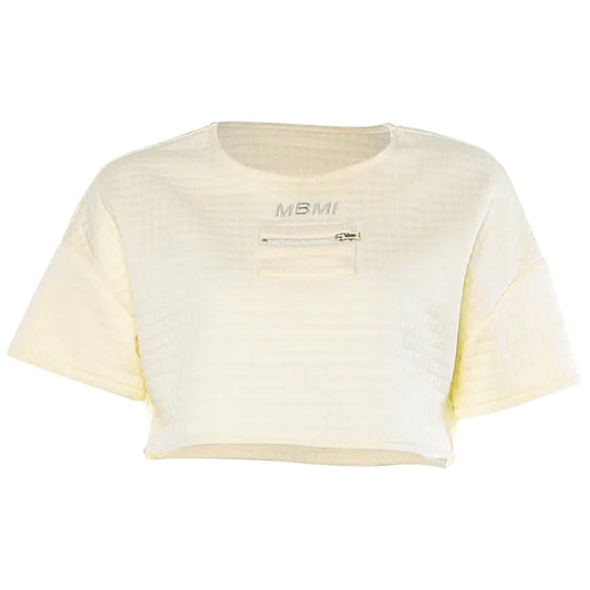 Solid Color Crew Neck Short Top & Beige Sports Set