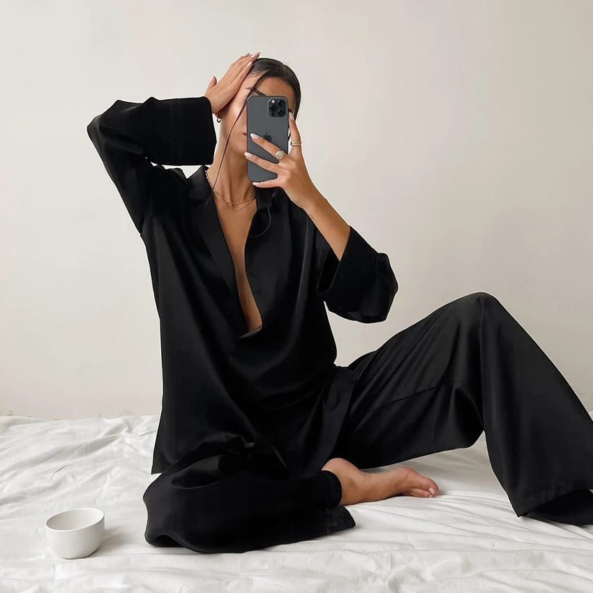 Oversized Silky Satin Sleepwear