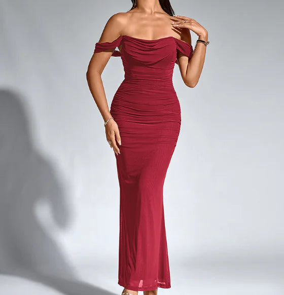 Women's Elegant Off-Shoulder Bodycon Maxi Dress