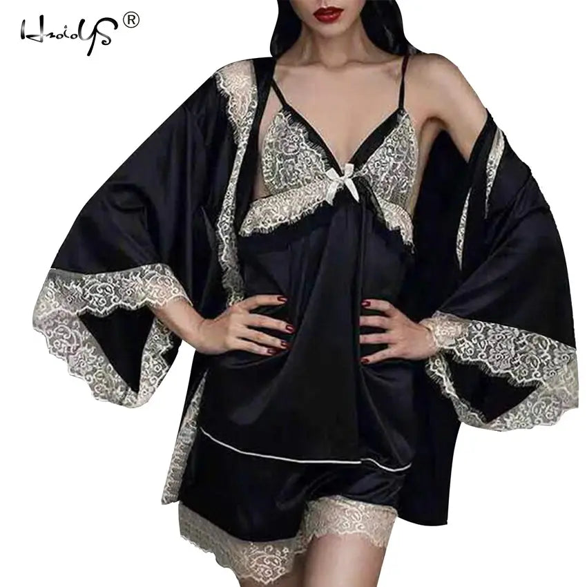Lace Satin Pajamas Sets