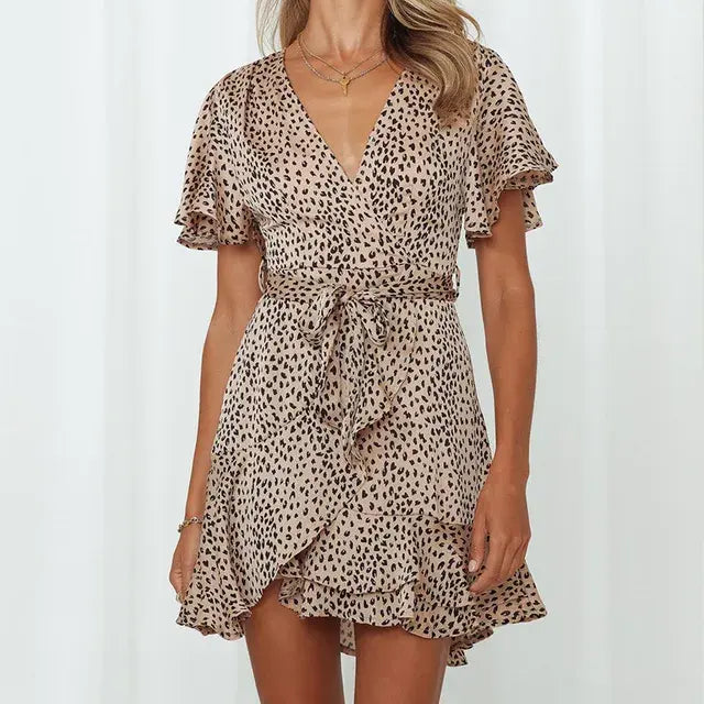 Summer V-Neck Ruffles Dress