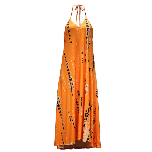 Sleeveless Necktie Maxi Dress