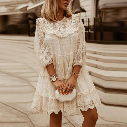 Elegant Summer Casual Lace Knee-Length Dress