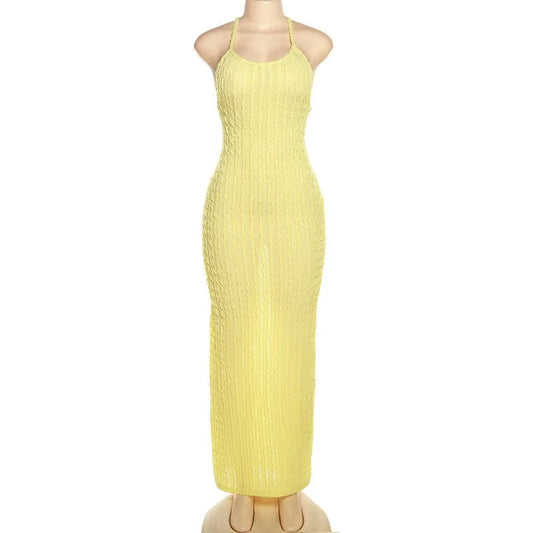 Summertime Textured Strap Maxi Dress