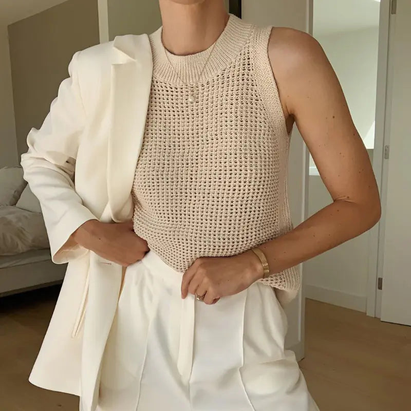 2023 Summer Sleeveless Ice Silk Lace Tank Top for Women