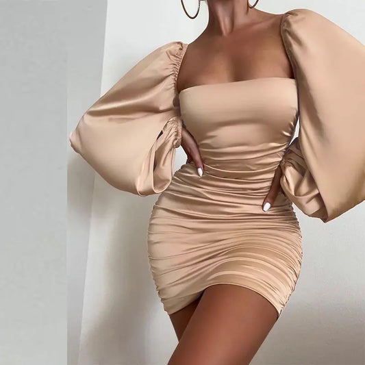 Square Collar Long Sleeve Dress for Women