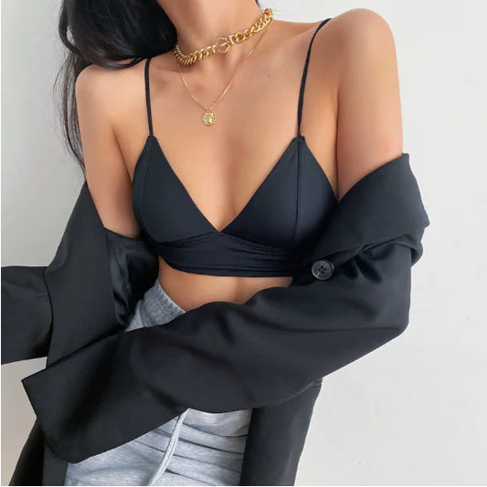 Solid Color Deep V Neck Camisole Top