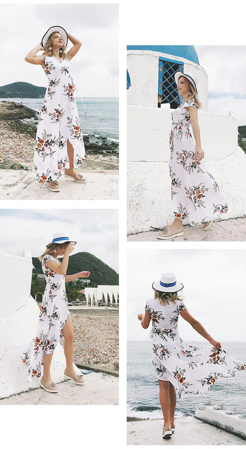LIVA Chiffon Split Maxi Dress for Beach Wear