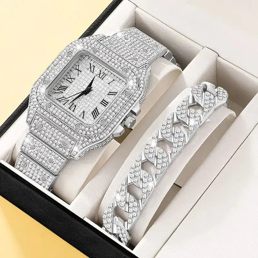 2Pcs Set Diamond Watches