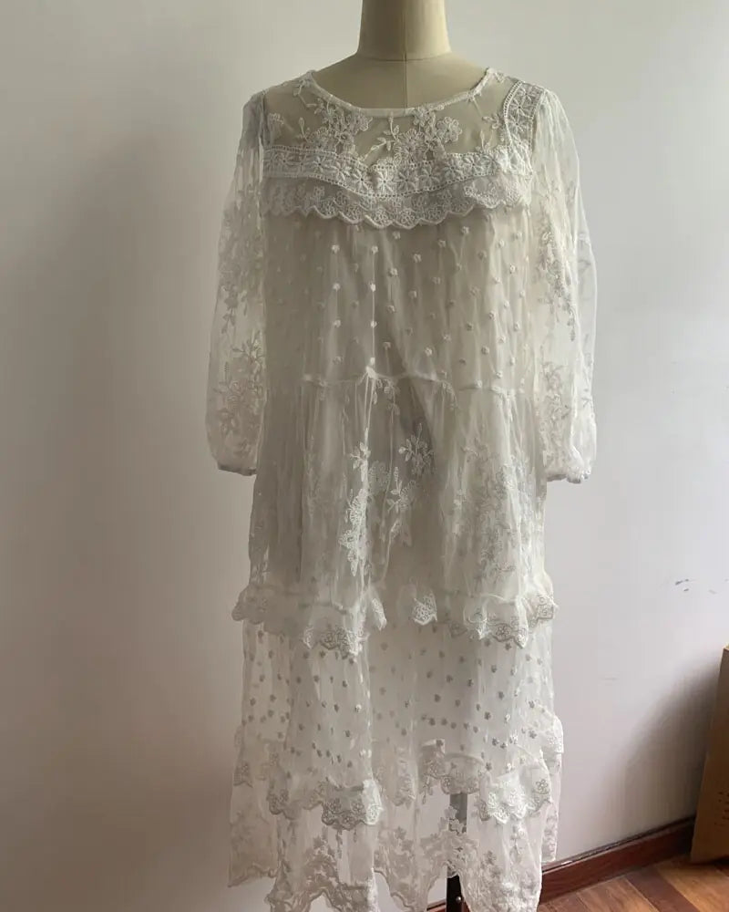 Elegant Summer Casual Lace Knee-Length Dress